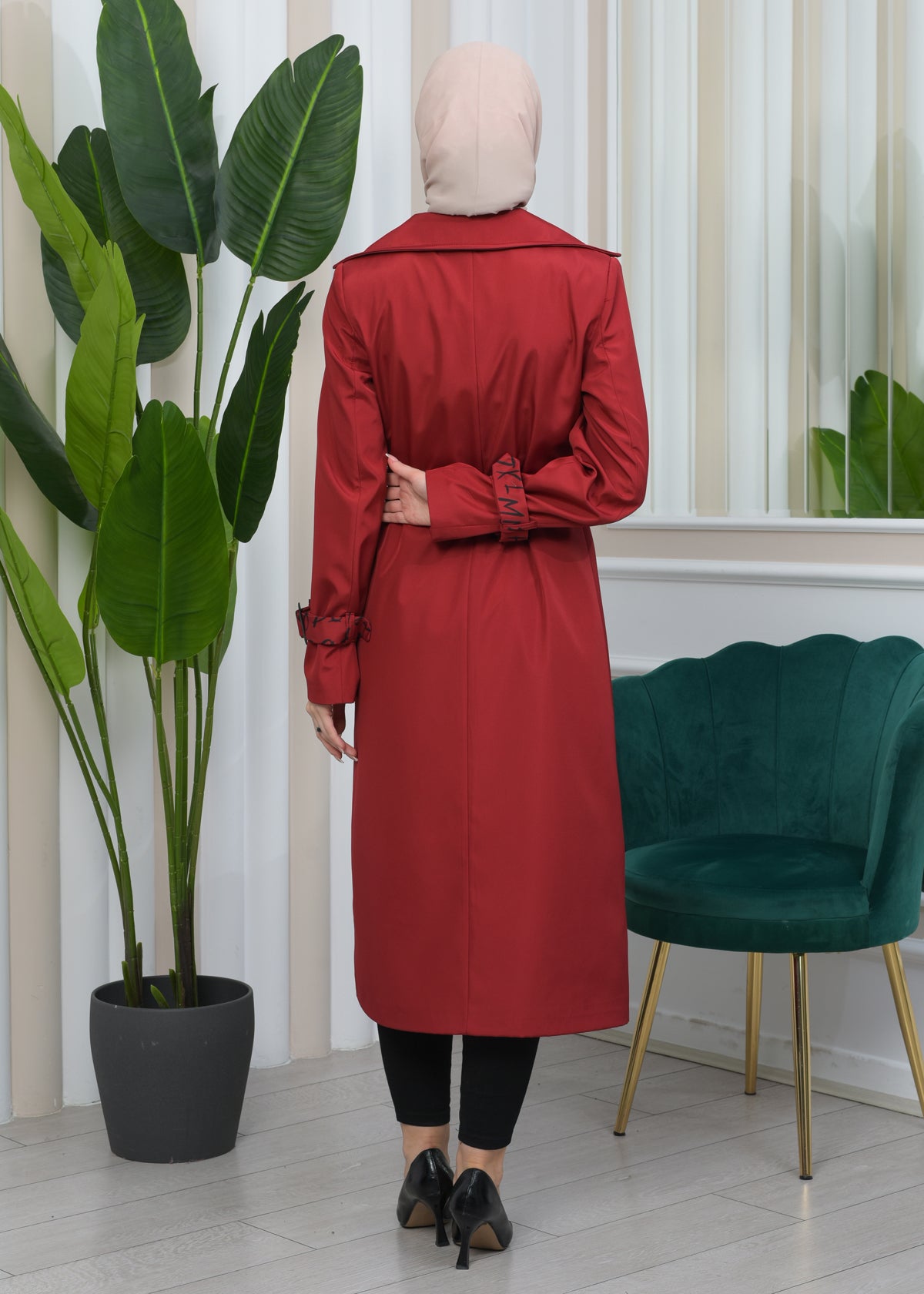 Regenfester Fallschirm-Trenchcoat mit Satinfutter 1342 - Bordeaux