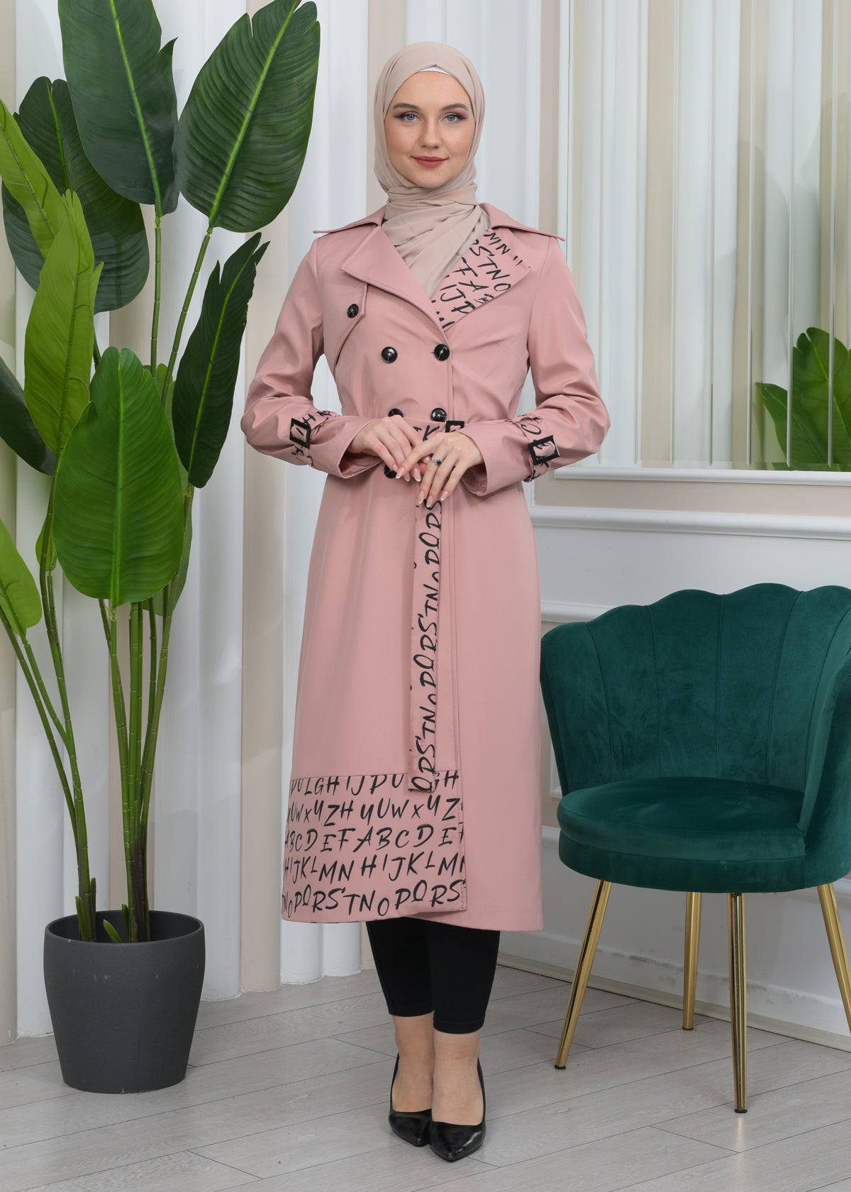 Regenfester Fallschirm-Trenchcoat mit Satinfutter 1342 - Rosa