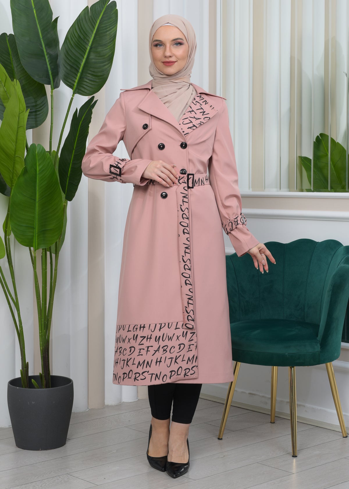 Regenfester Fallschirm-Trenchcoat mit Satinfutter 1342 - Rosa