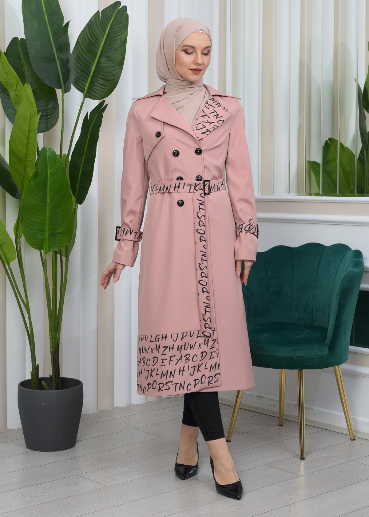 Regenfester Fallschirm-Trenchcoat mit Satinfutter 1342 - Rosa