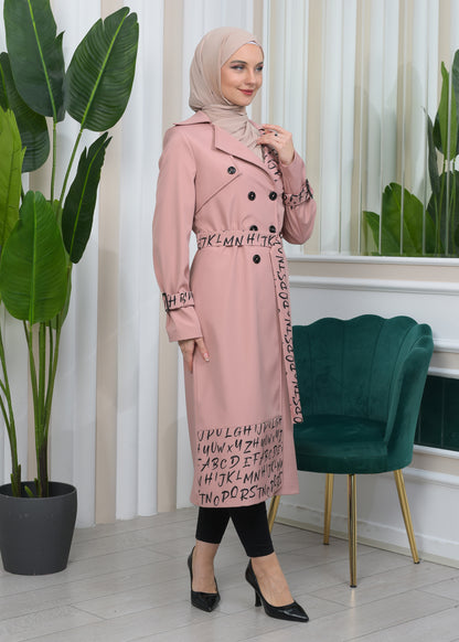 Regenfester Fallschirm-Trenchcoat mit Satinfutter 1342 - Rosa