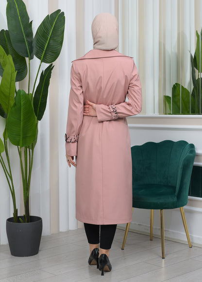 Regenfester Fallschirm-Trenchcoat mit Satinfutter 1342 - Rosa