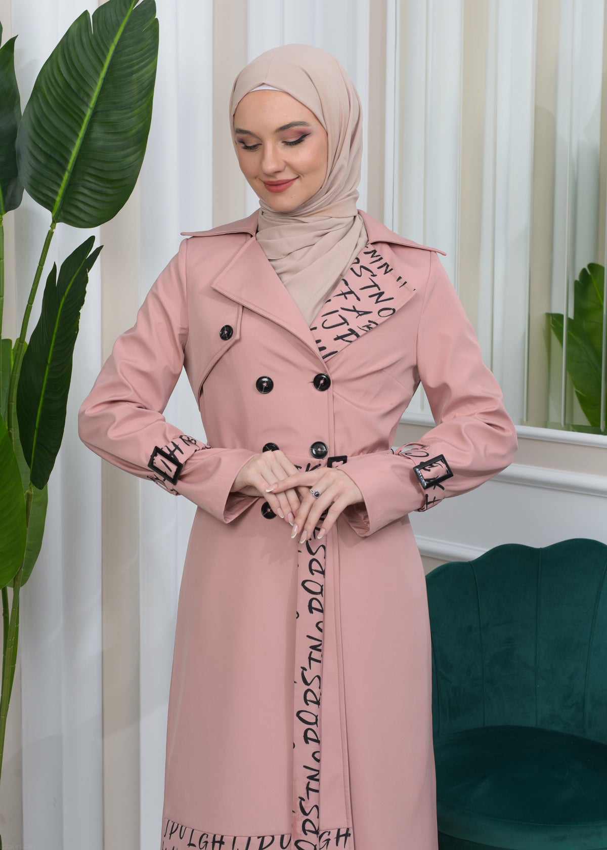 Regenfester Fallschirm-Trenchcoat mit Satinfutter 1342 - Rosa