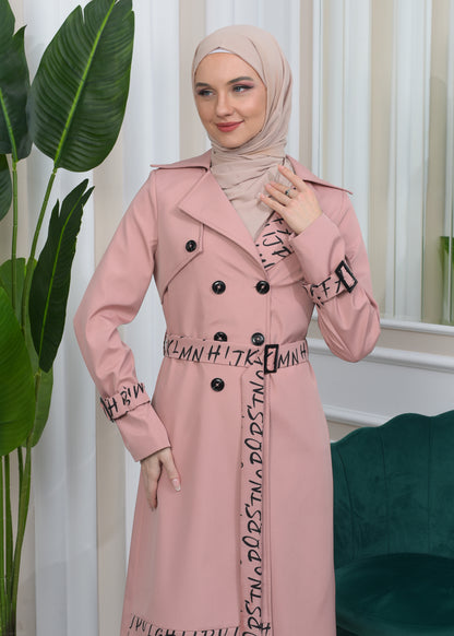 Regenfester Fallschirm-Trenchcoat mit Satinfutter 1342 - Rosa