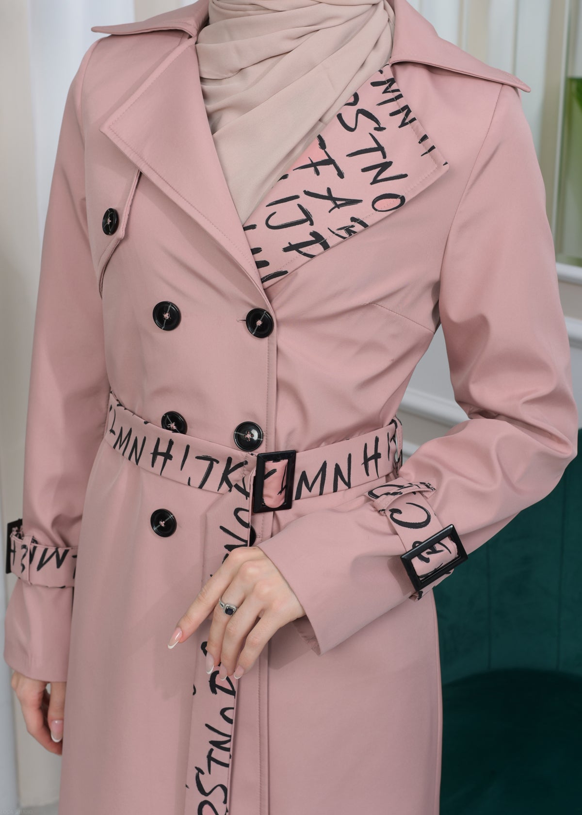 Regenfester Fallschirm-Trenchcoat mit Satinfutter 1342 - Rosa