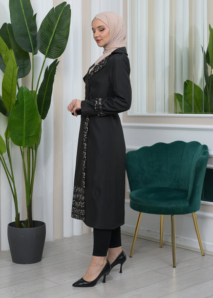 Regenfester Fallschirm-Trenchcoat mit Satinfutter 1342 - Schwarz