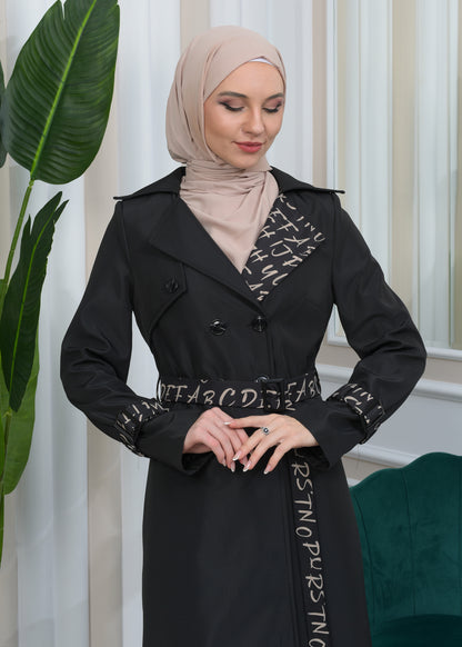 Regenfester Fallschirm-Trenchcoat mit Satinfutter 1342 - Schwarz