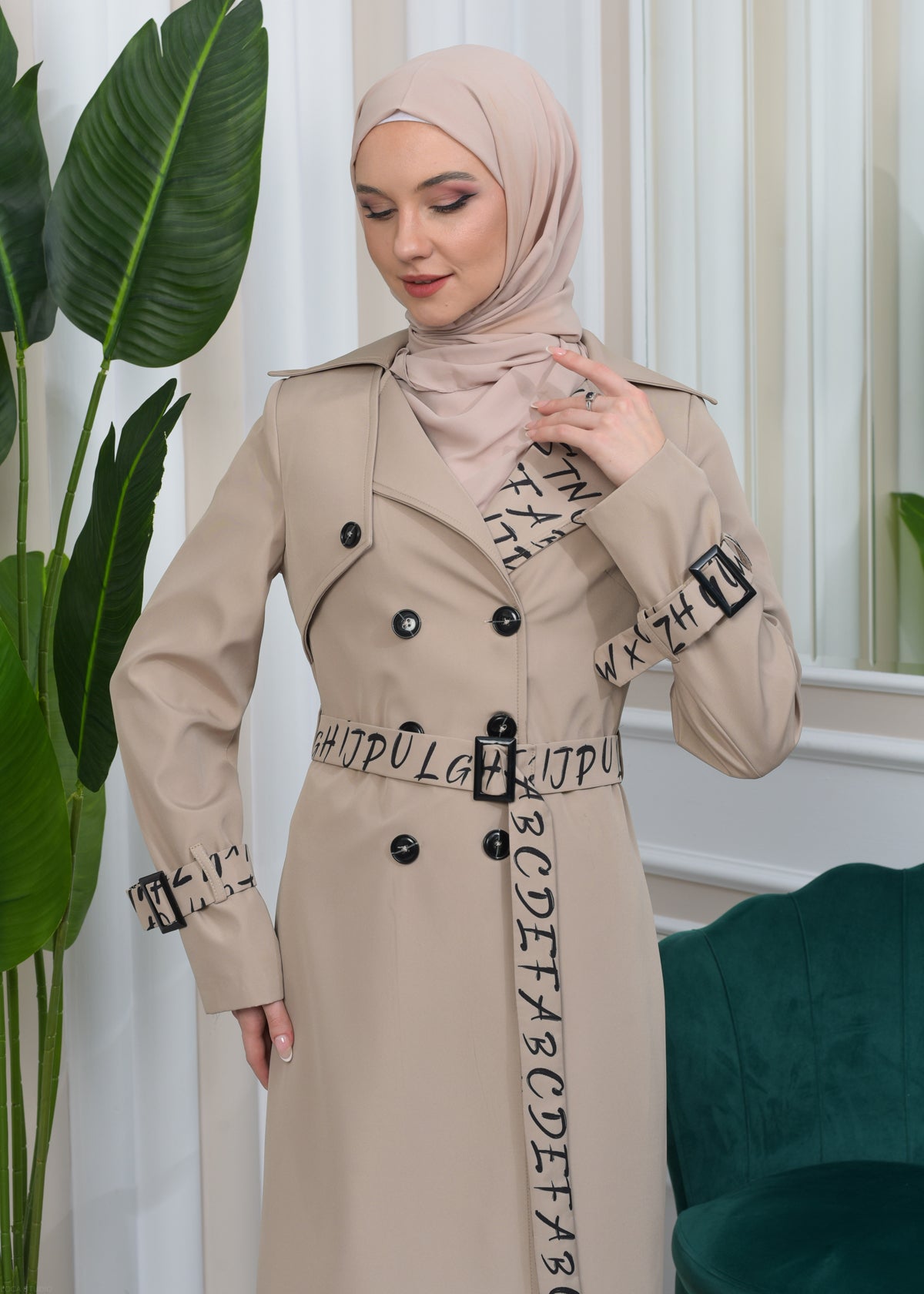 Regenfester Fallschirm-Trenchcoat mit Satinfutter 1342 - Beige