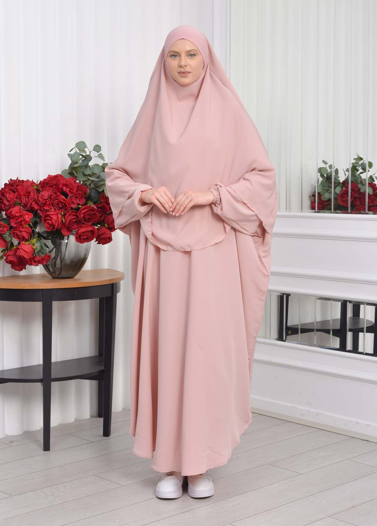 Muslim Wear Hijab Dresses , Womens Clothes Butterfly Hijab Set 2 Pieces 826 - Puder