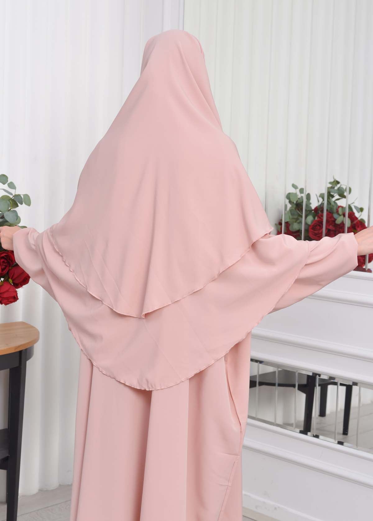Muslim Wear Hijab Dresses , Womens Clothes Butterfly Hijab Set 2 Pieces 826 - Puder
