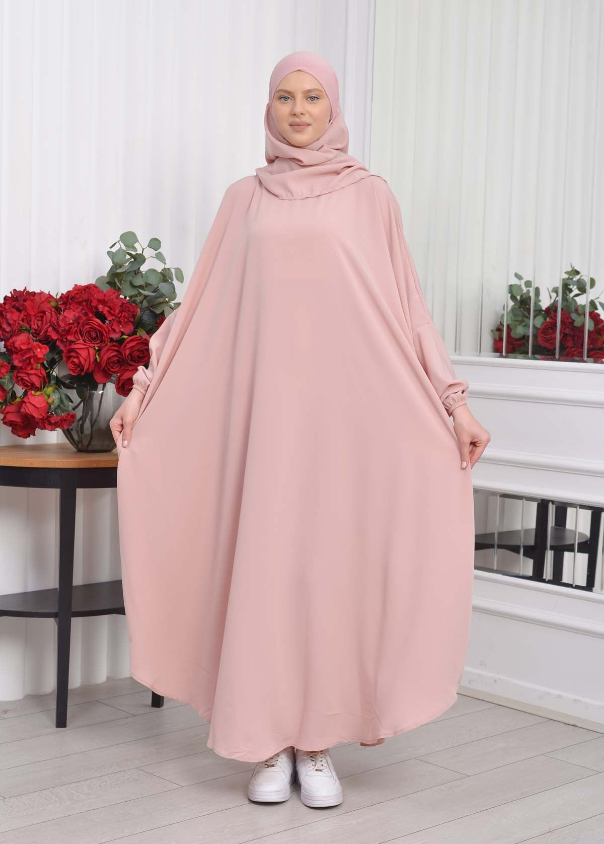 Muslim Wear Hijab Dresses , Womens Clothes Butterfly Hijab Set 2 Pieces 826 - Puder