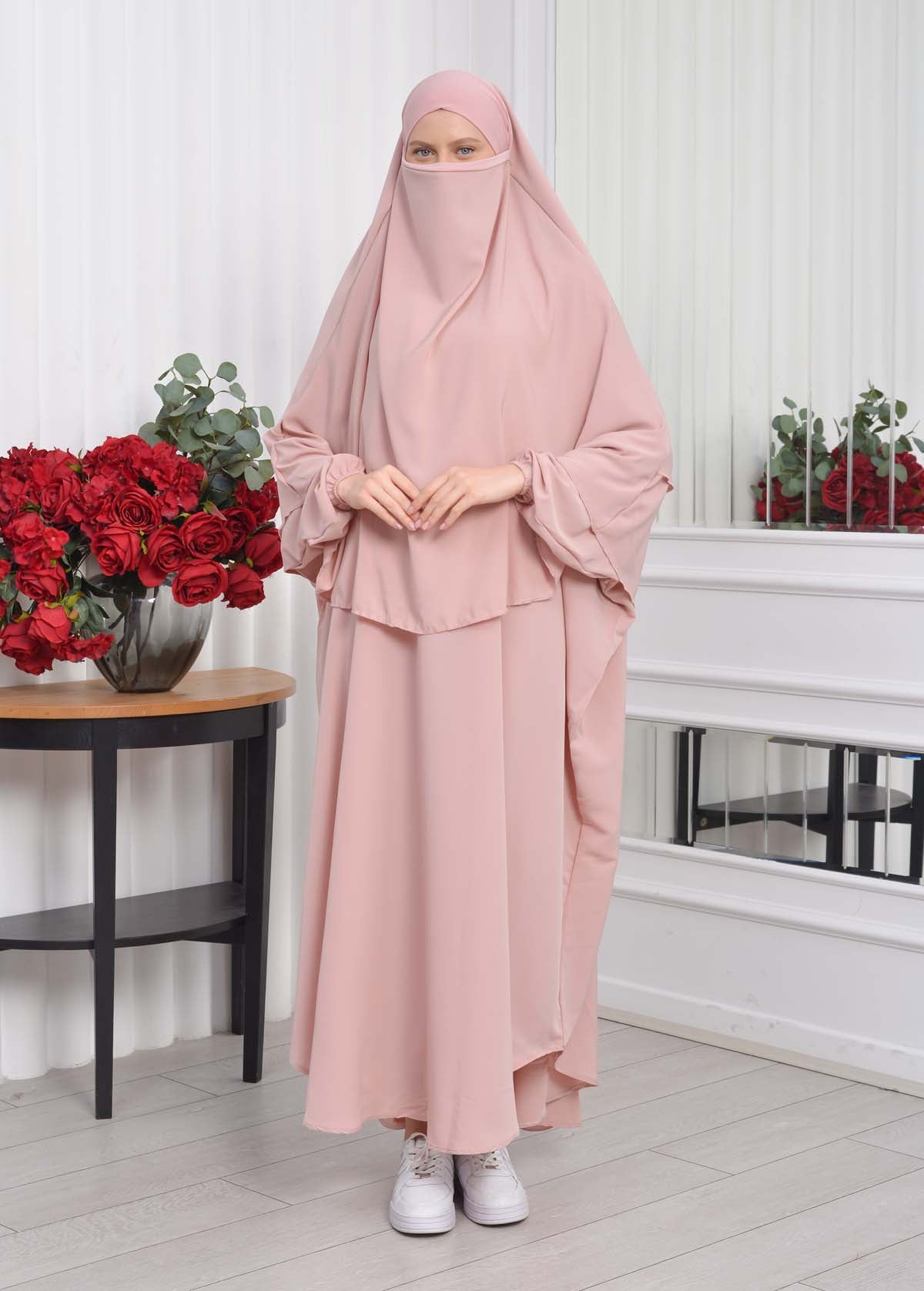 Muslim Wear Hijab Dresses , Womens Clothes Butterfly Hijab Set 2 Pieces 826 - Puder