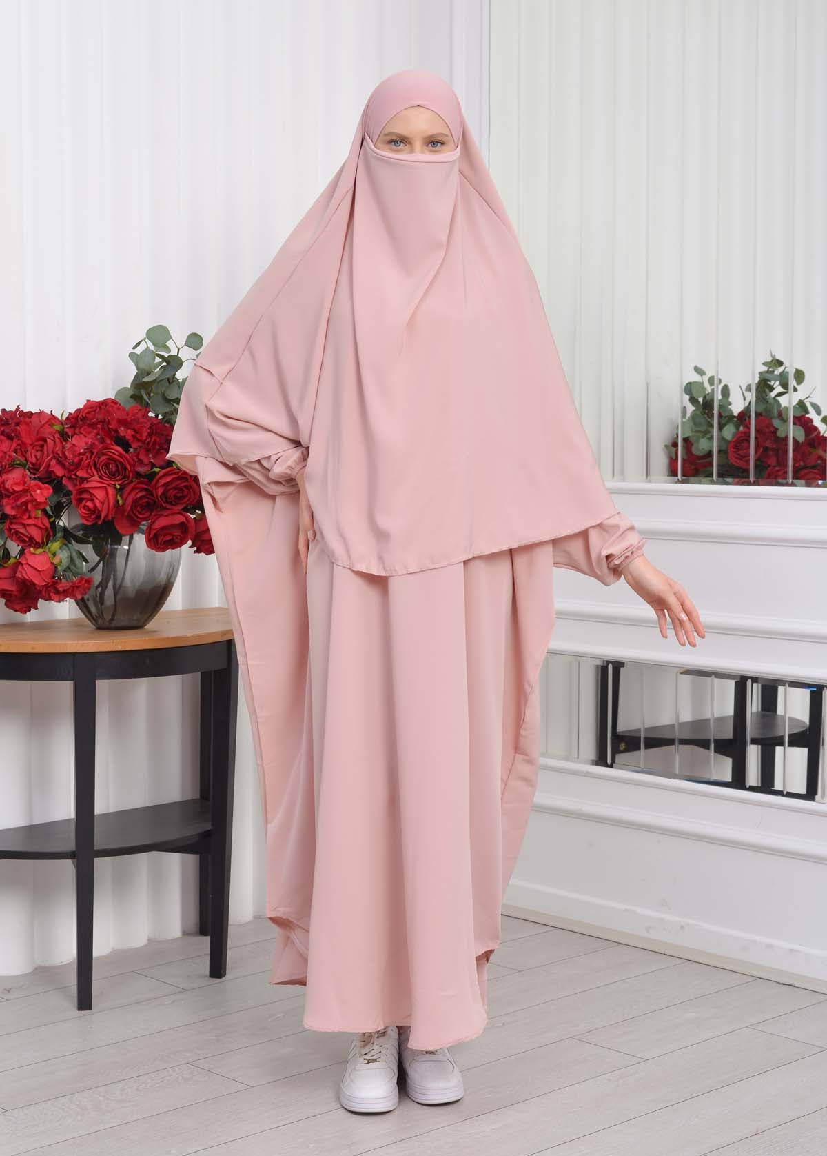 Muslim Wear Hijab Dresses , Womens Clothes Butterfly Hijab Set 2 Pieces 826 - Puder