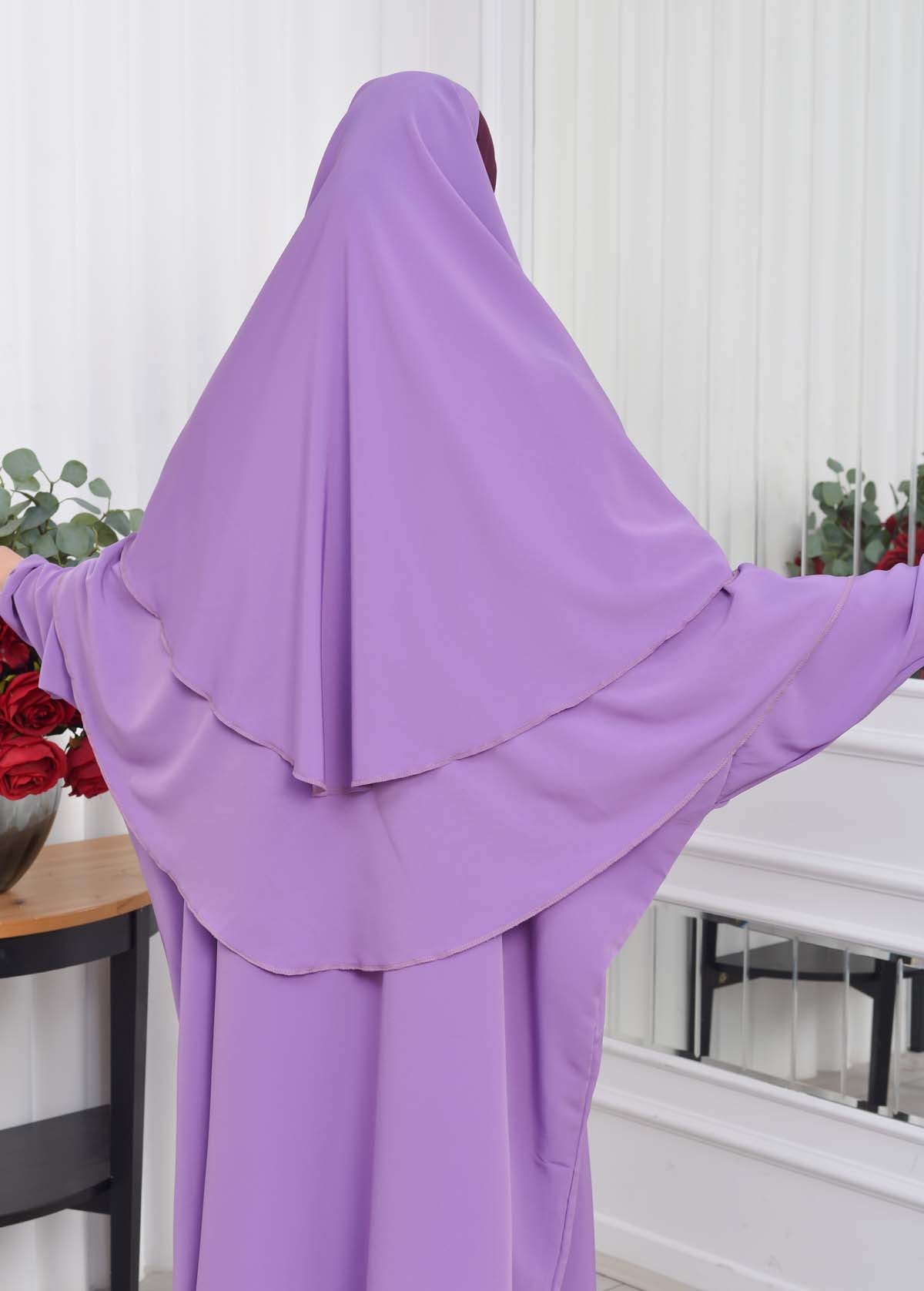 Muslim Wear Hijab Dresses , Womens Clothes Butterfly Hijab Set 2 Pieces 826 - Flieder