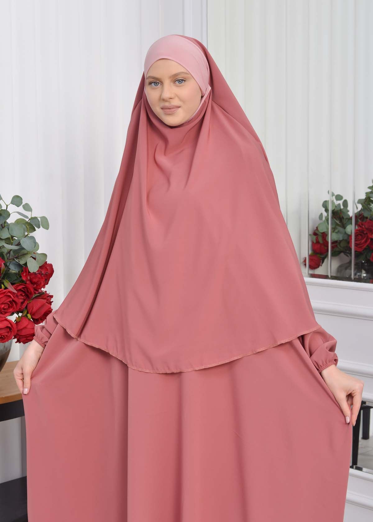 Muslim Wear Hijab Dresses , Womens Clothes Butterfly Hijab Set 2 Pieces 826 - Hellrosa