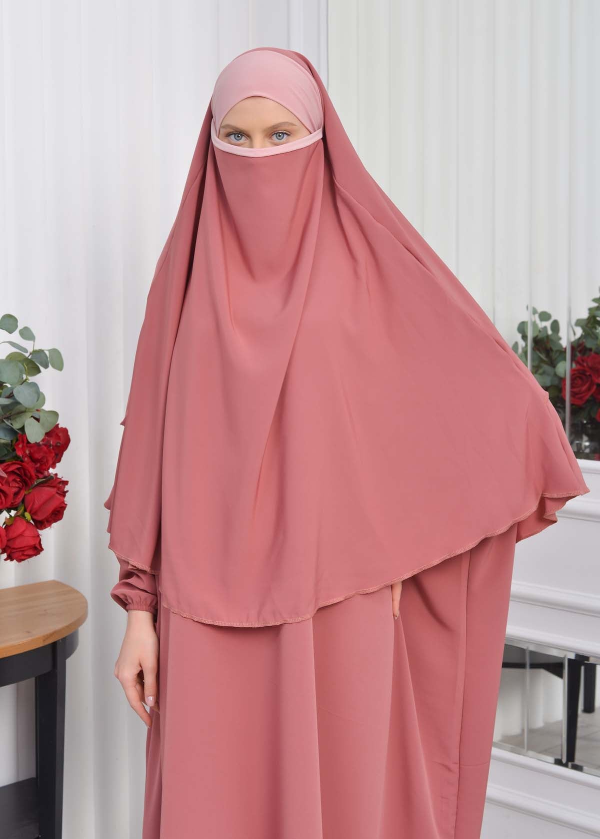 Muslim Wear Hijab Dresses , Womens Clothes Butterfly Hijab Set 2 Pieces 826 - Hellrosa