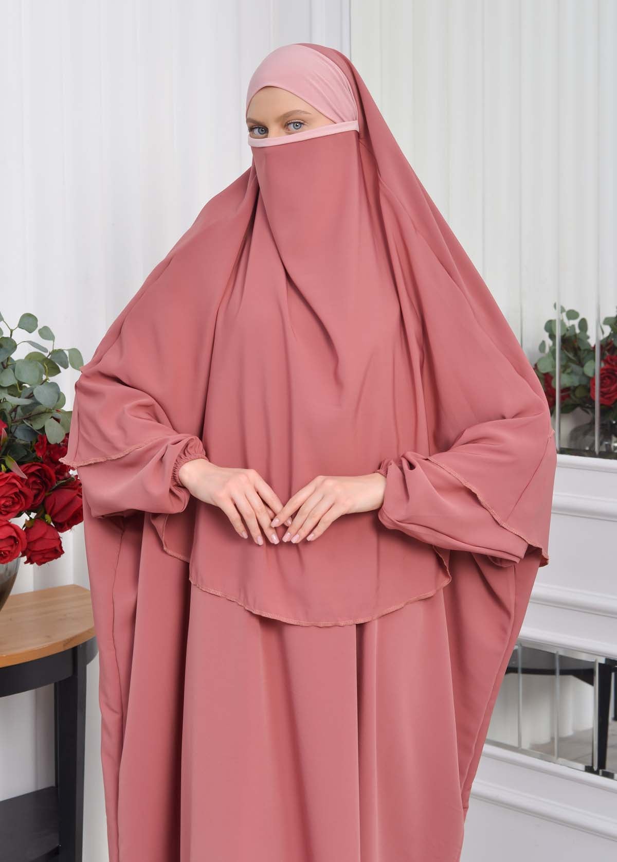 Muslim Wear Hijab Dresses , Womens Clothes Butterfly Hijab Set 2 Pieces 826 - Hellrosa