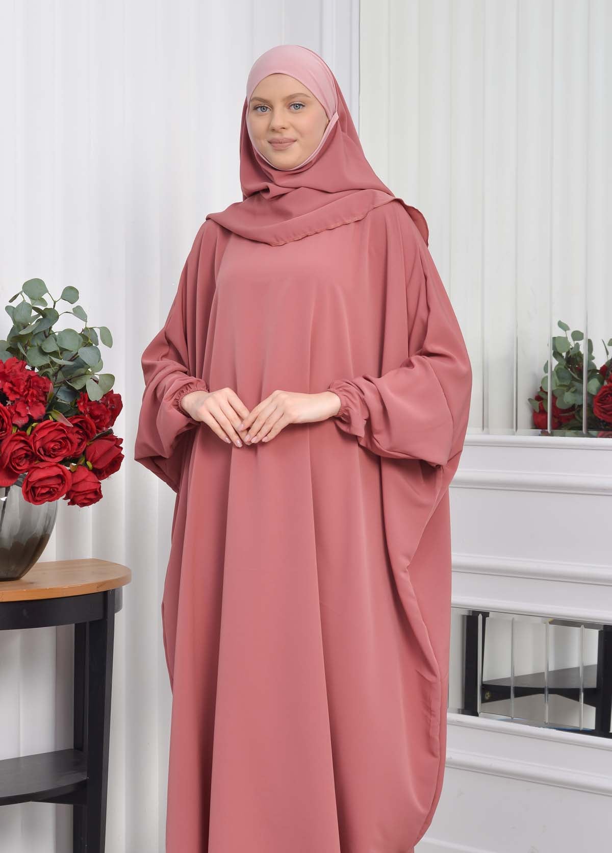 Muslim Wear Hijab Dresses , Womens Clothes Butterfly Hijab Set 2 Pieces 826 - Hellrosa