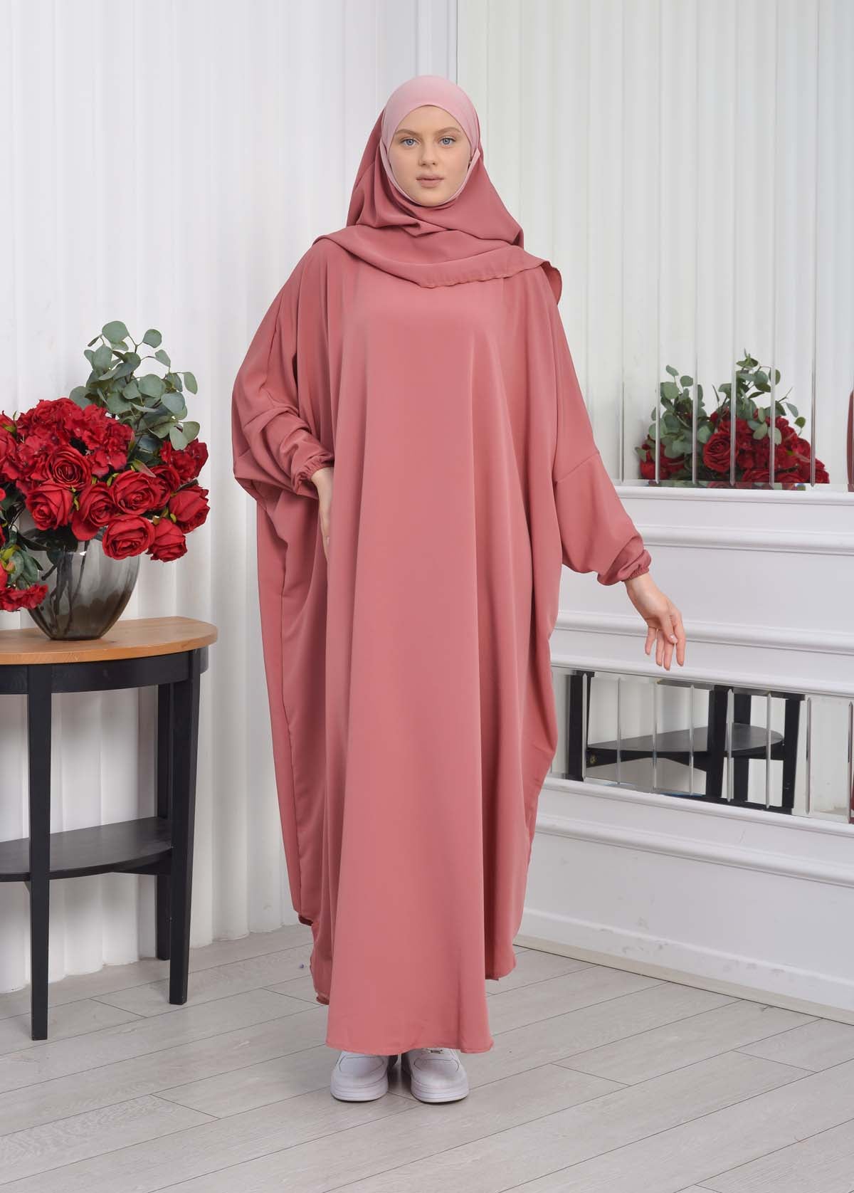 Muslim Wear Hijab Dresses , Womens Clothes Butterfly Hijab Set 2 Pieces 826 - Hellrosa