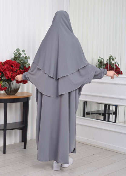 Muslim Wear Hijab Dresses , Womens Clothes Butterfly Hijab Set 2 Pieces 826 - Anthrazit