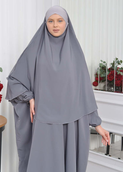 Muslim Wear Hijab Dresses , Womens Clothes Butterfly Hijab Set 2 Pieces 826 - Anthrazit