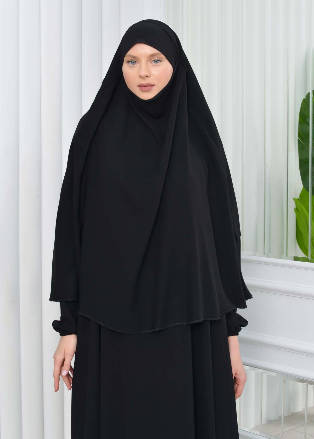 Muslim Wear Hijab Dresses , Womens Clothes Butterfly Hijab Set 2 Pieces 826 - Schwarz