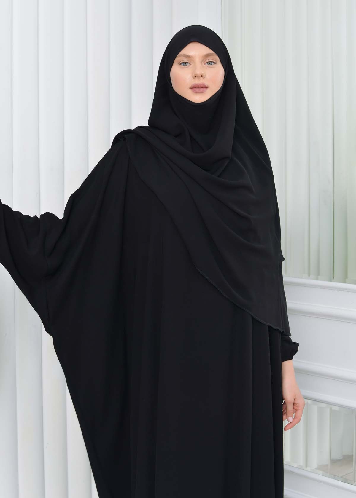 Muslim Wear Hijab Dresses , Womens Clothes Butterfly Hijab Set 2 Pieces 826 - Schwarz