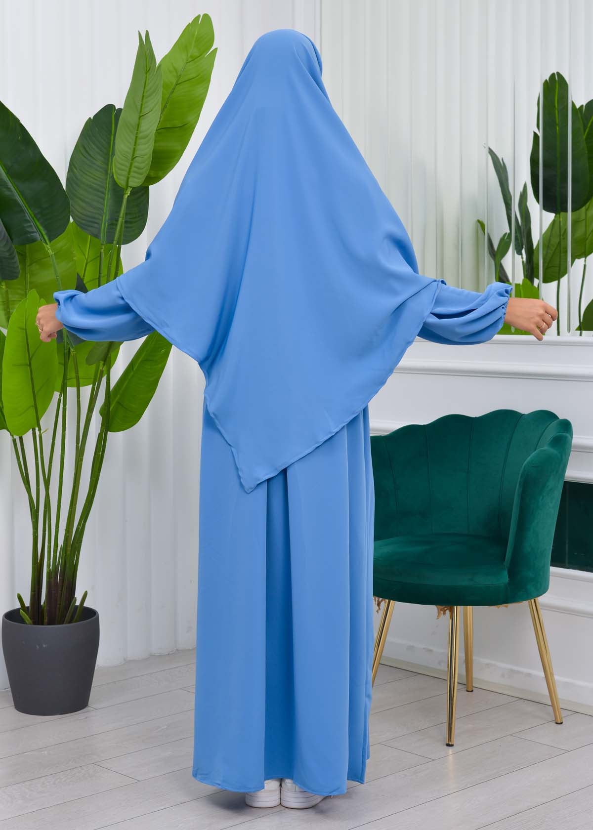 Muslim Hijab Dress set 2 Pieces 829 - Blau