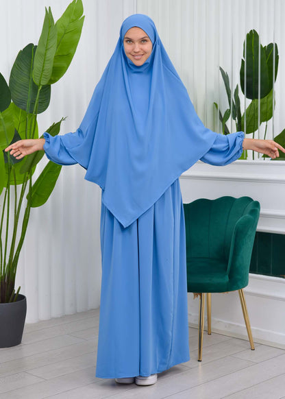 Muslim Hijab Dress set 2 Pieces 829 - Blau