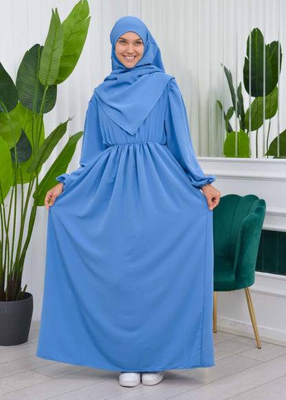 Muslim Hijab Dress set 2 Pieces 829 - Blau