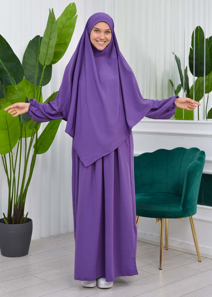 Muslim Hijab Dress set 2 Pieces 829 - Lila
