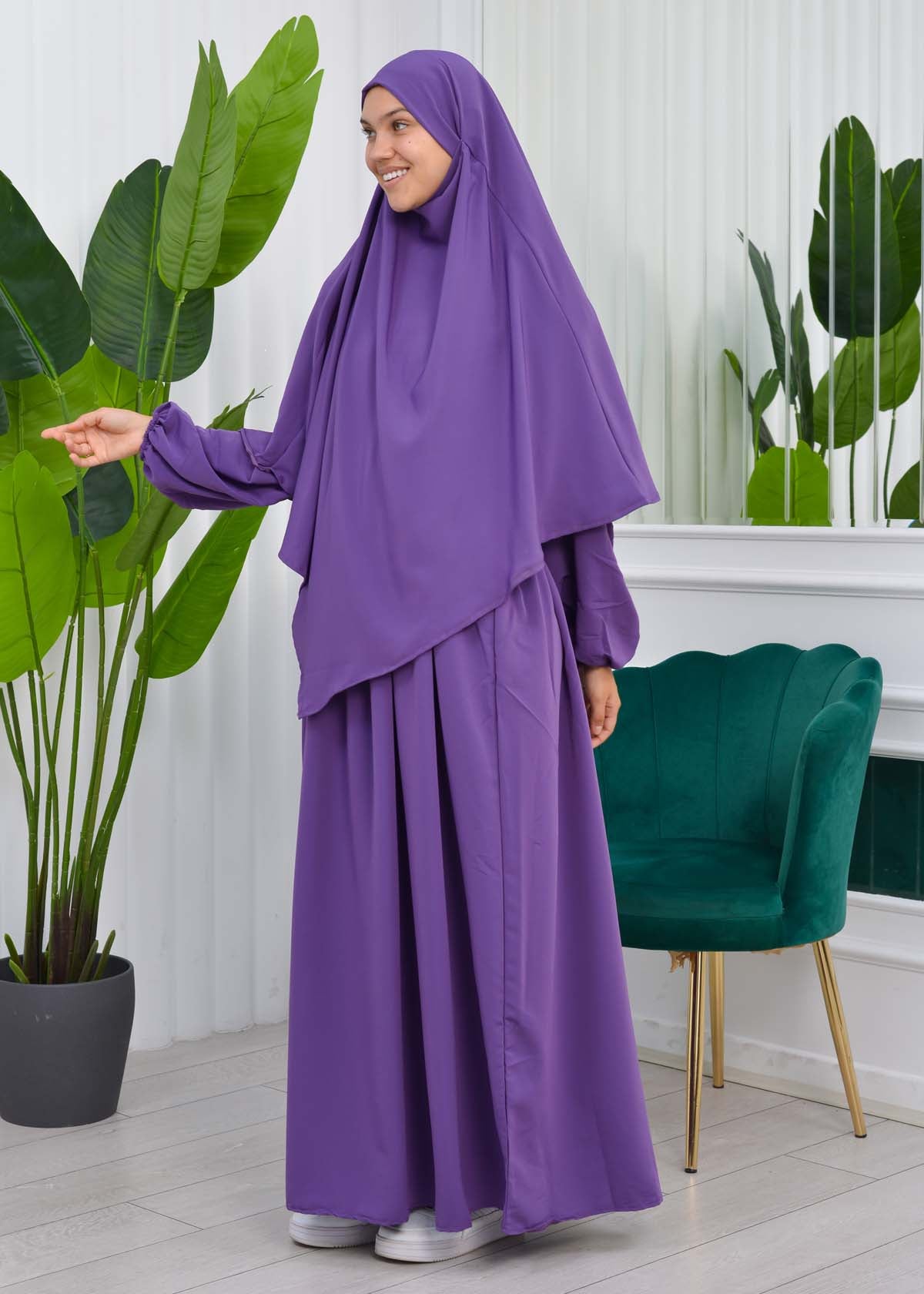 Muslim Hijab Dress set 2 Pieces 829 - Lila