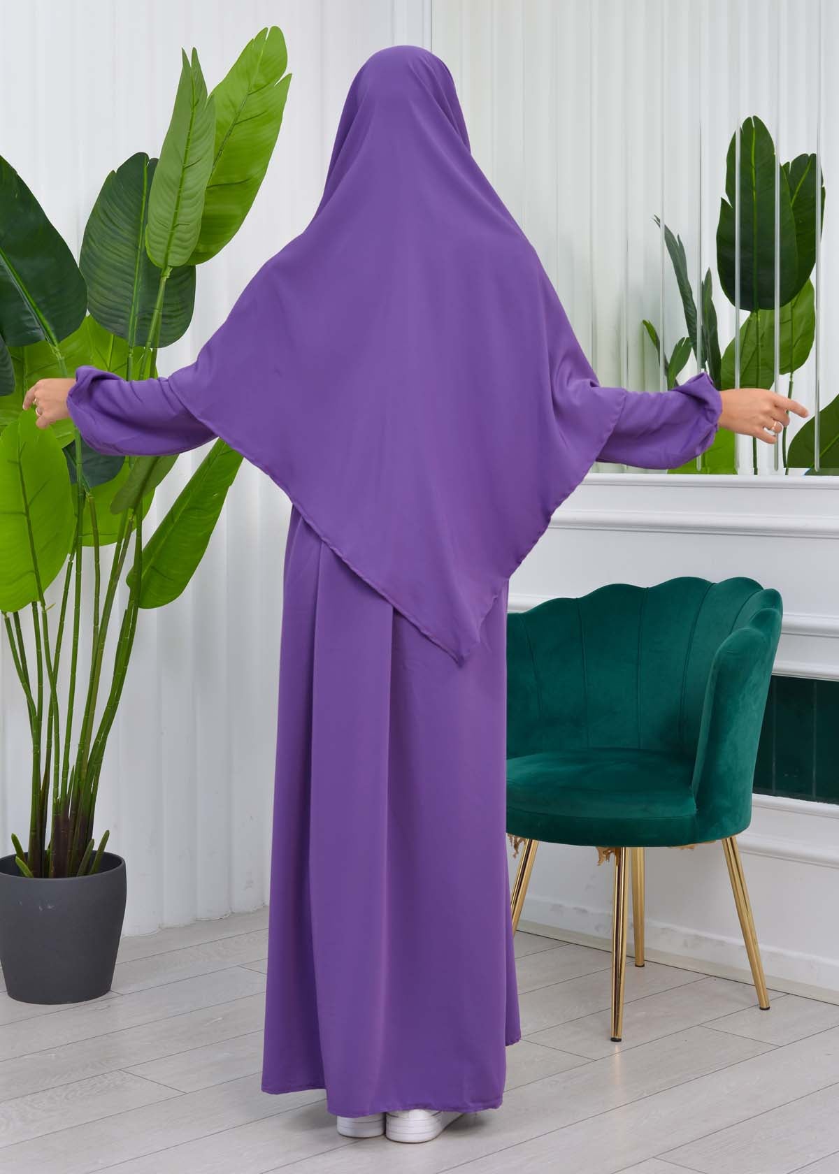 Muslim Hijab Dress set 2 Pieces 829 - Lila
