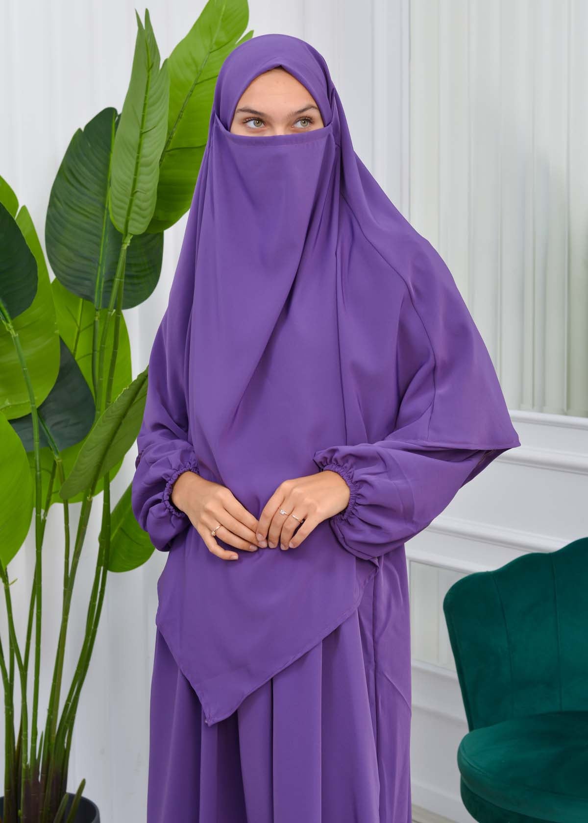 Muslim Hijab Dress set 2 Pieces 829 - Lila