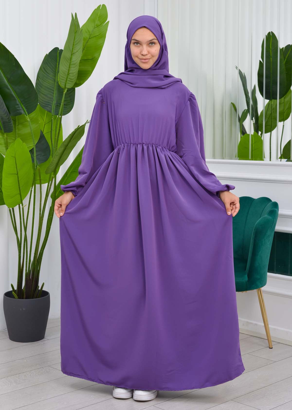 Muslim Hijab Dress set 2 Pieces 829 - Lila