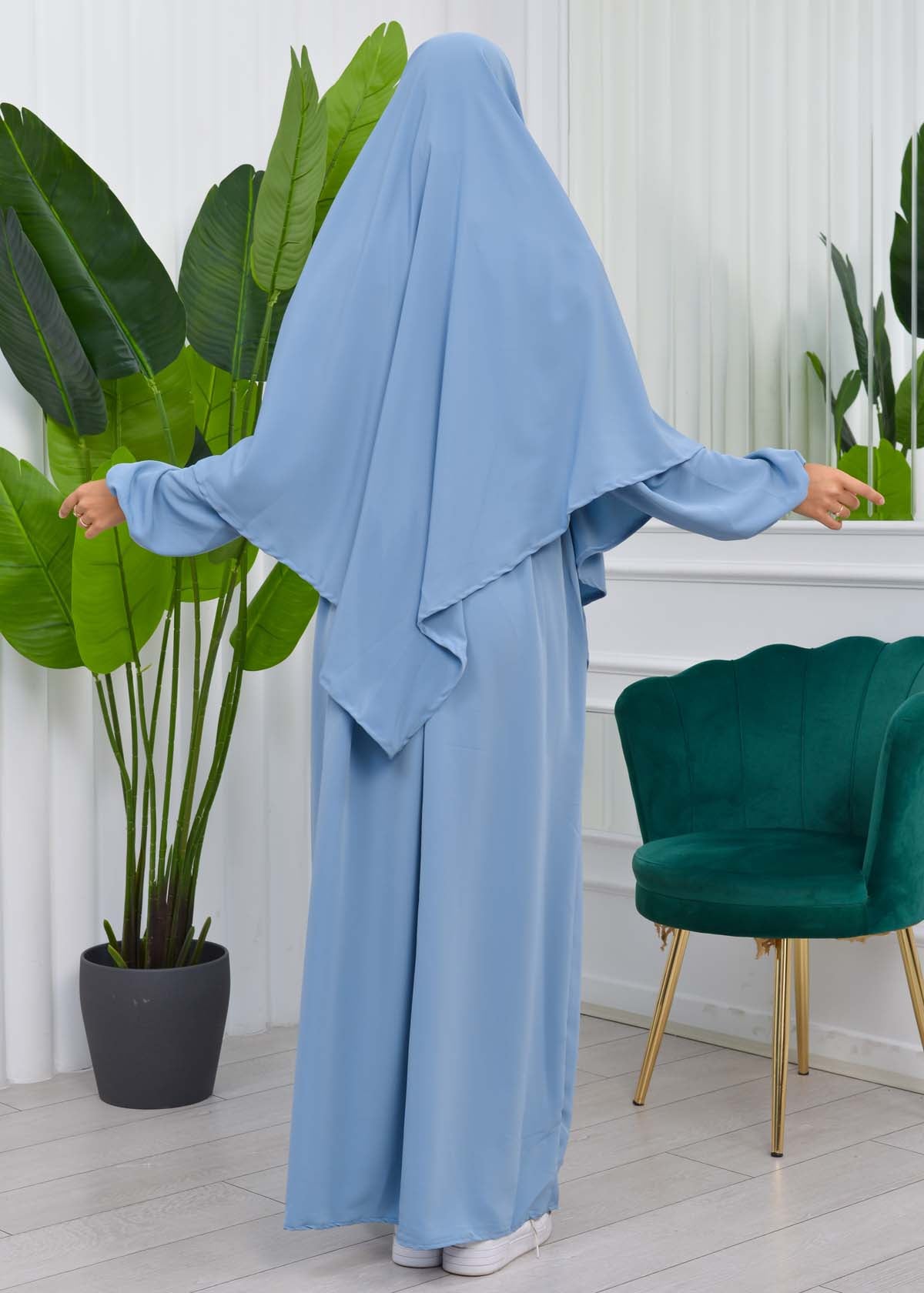 Muslim Hijab Dress set 2 Pieces 829 - Babyblau