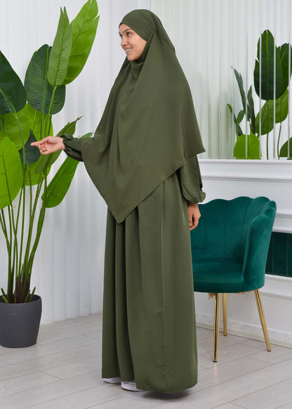 Muslim Hijab Dress set 2 Pieces 829 - Khaki