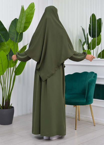 Muslim Hijab Dress set 2 Pieces 829 - Khaki
