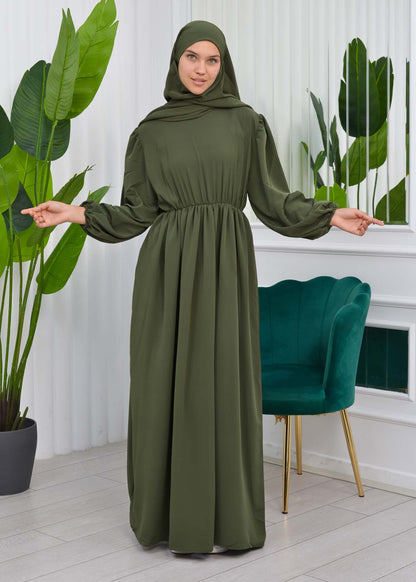 Muslim Hijab Dress set 2 Pieces 829 - Khaki