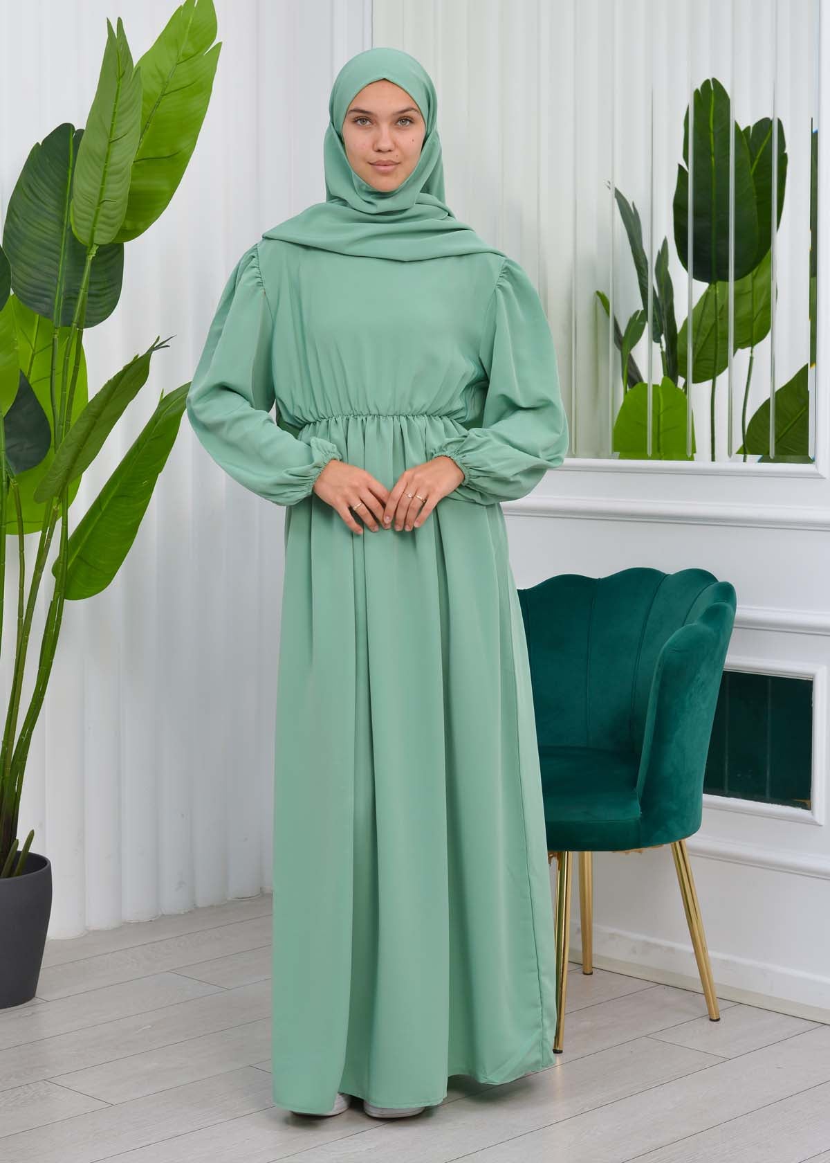 Muslim Hijab Dress set 2 Pieces 829 - Mint