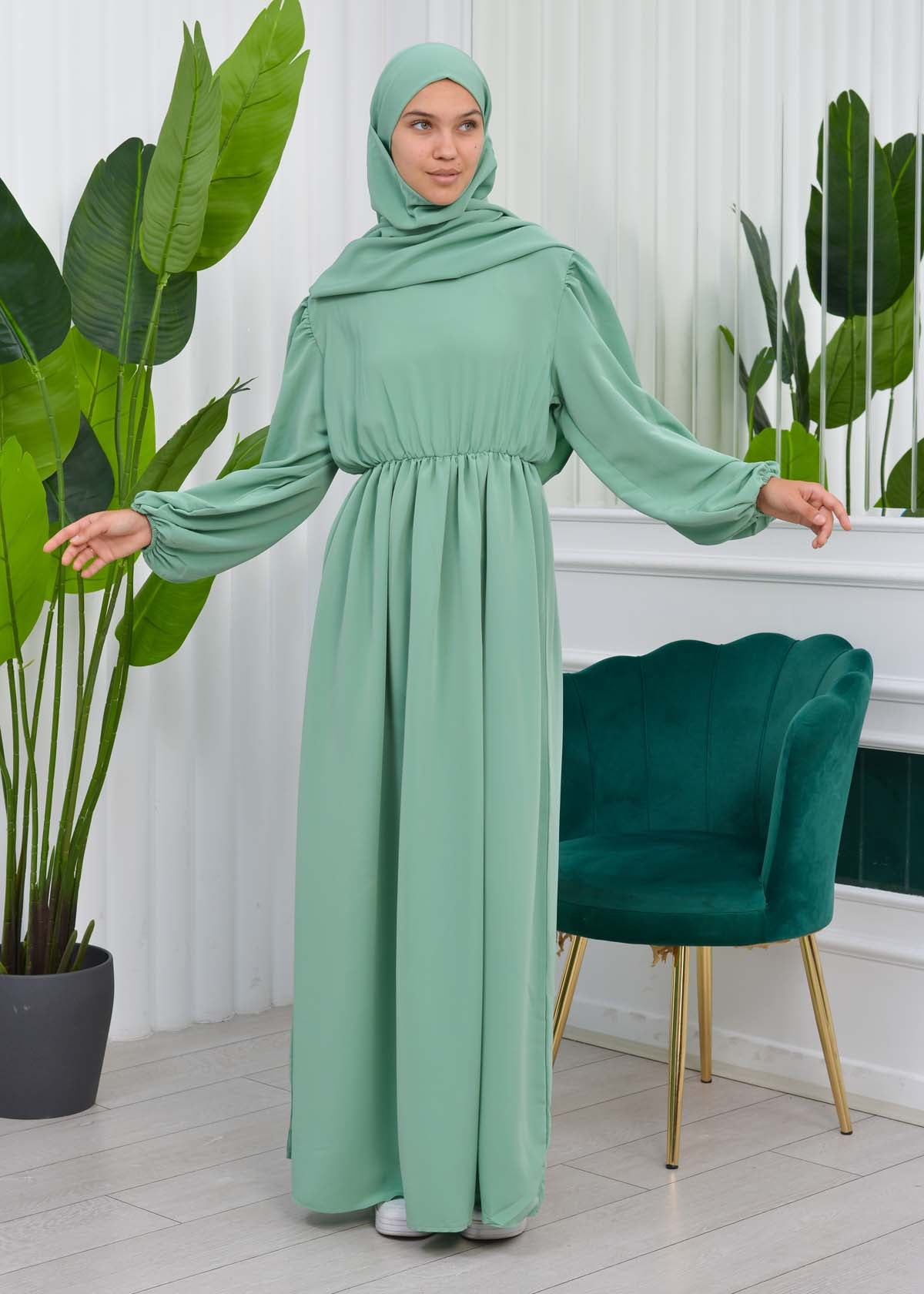 Muslim Hijab Dress set 2 Pieces 829 - Mint