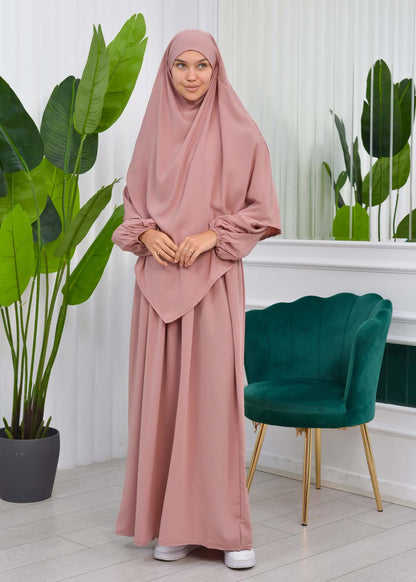 Muslim Hijab Dress set 2 Pieces 829 - Puder
