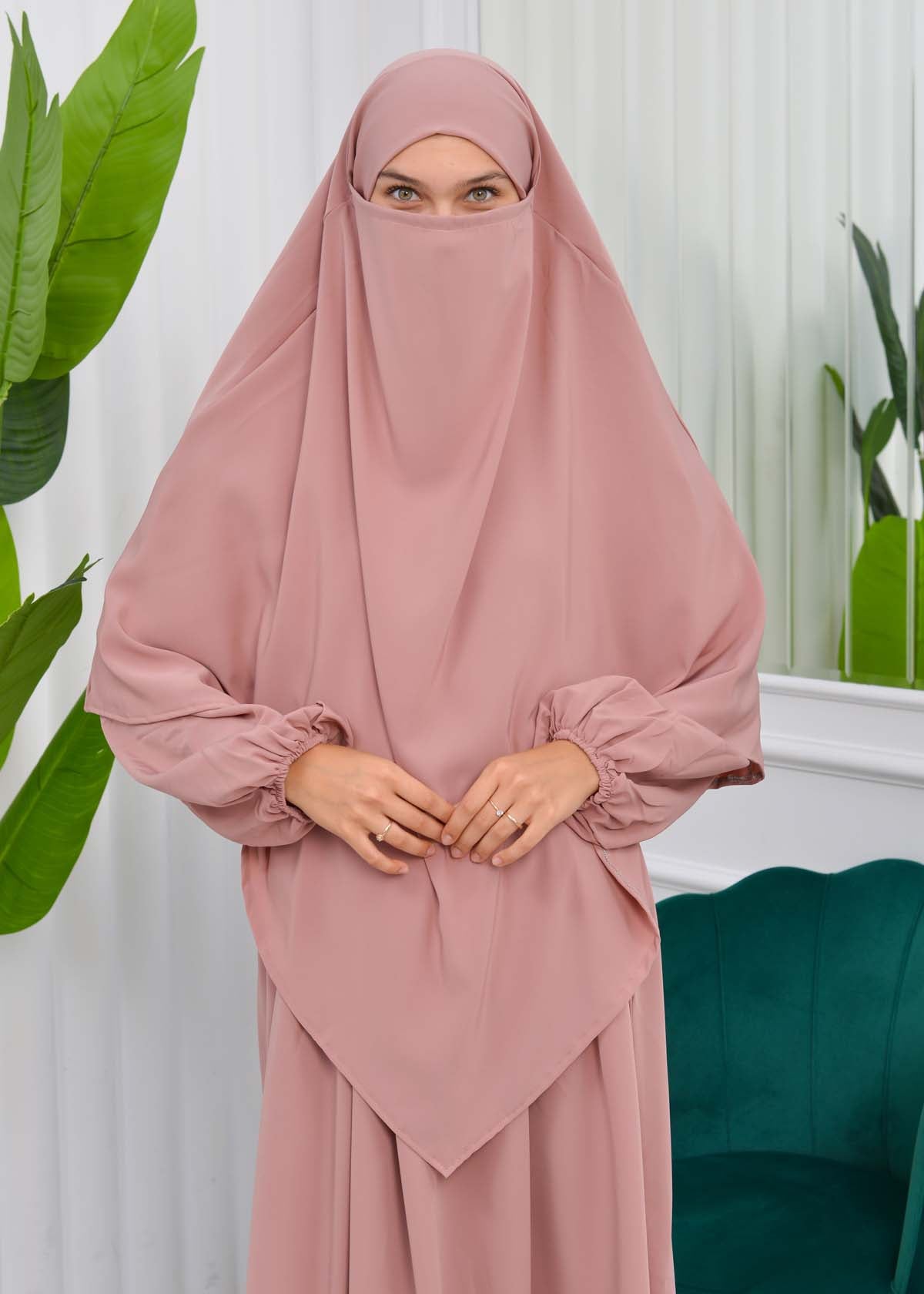 Muslim Hijab Dress set 2 Pieces 829 - Puder
