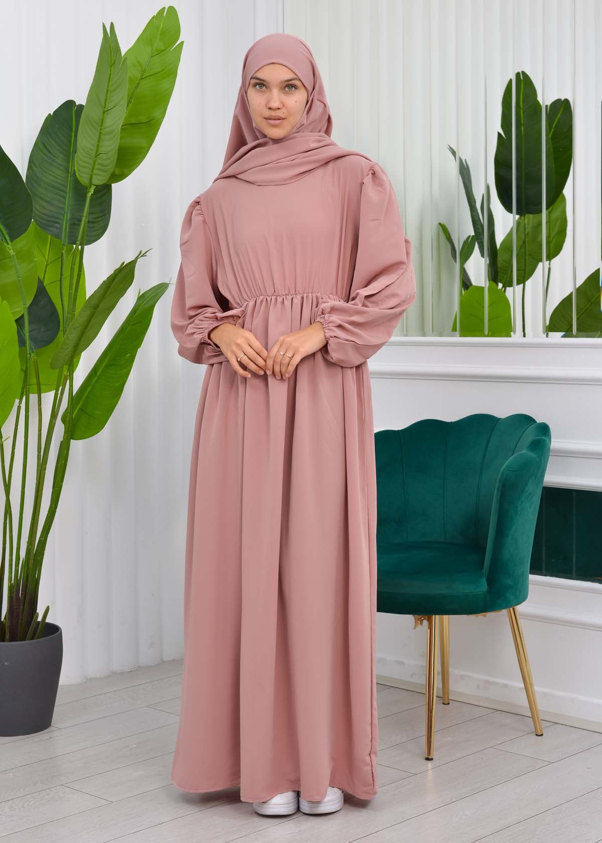 Muslim Hijab Dress set 2 Pieces 829 - Puder