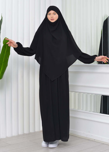 Muslim Hijab Dress set 2 Pieces 829 - Schwarz
