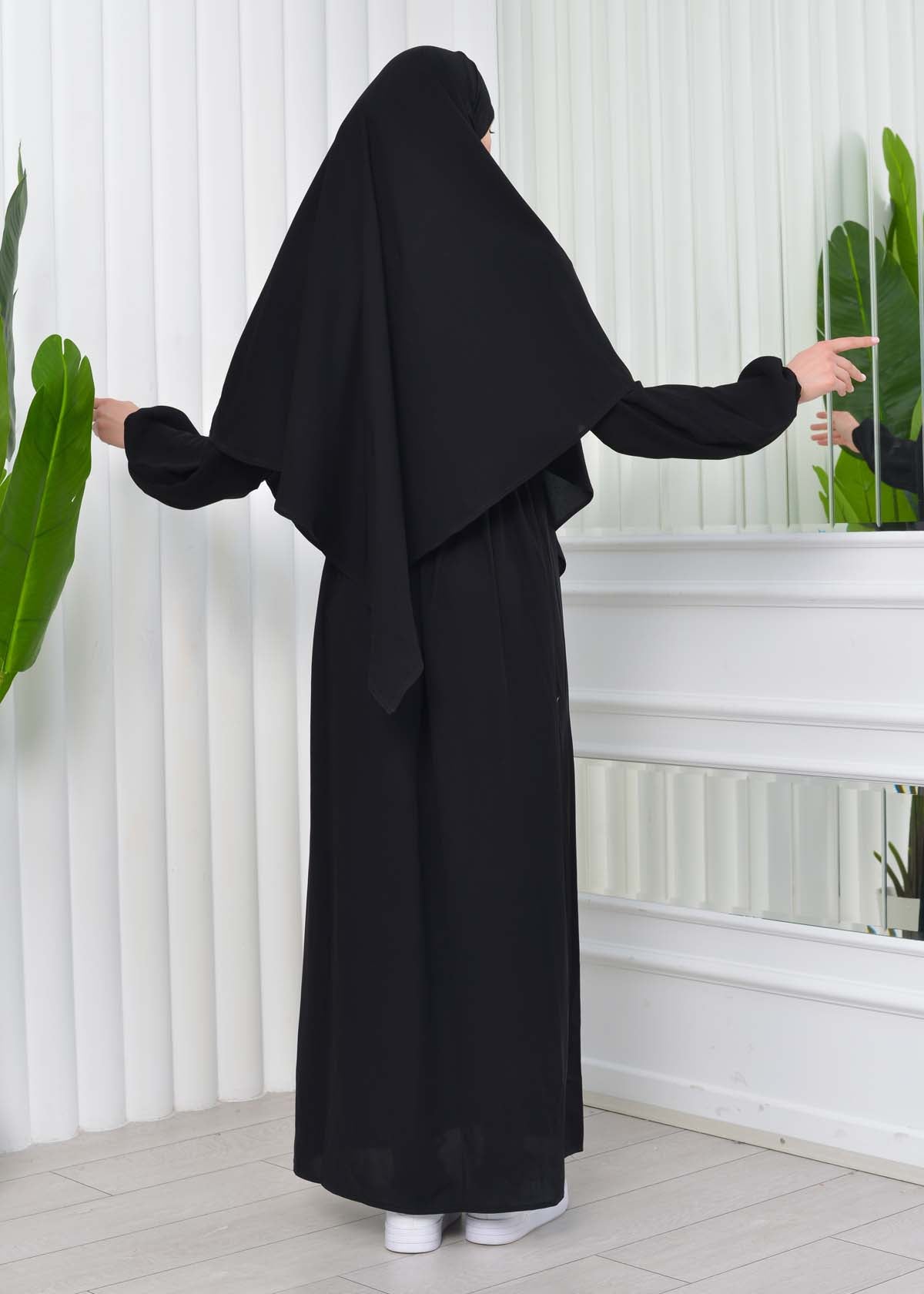 Muslim Hijab Dress set 2 Pieces 829 - Schwarz