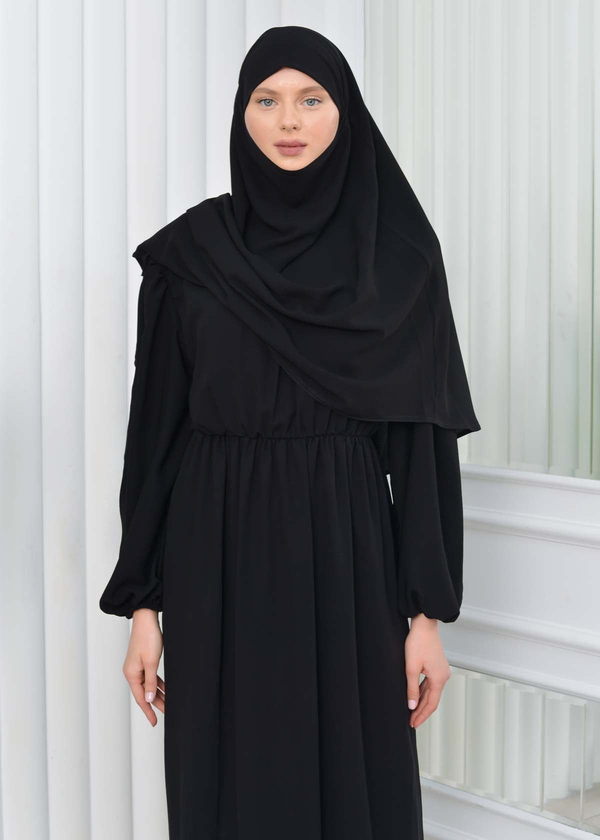 Muslim Hijab Dress set 2 Pieces 829 - Schwarz