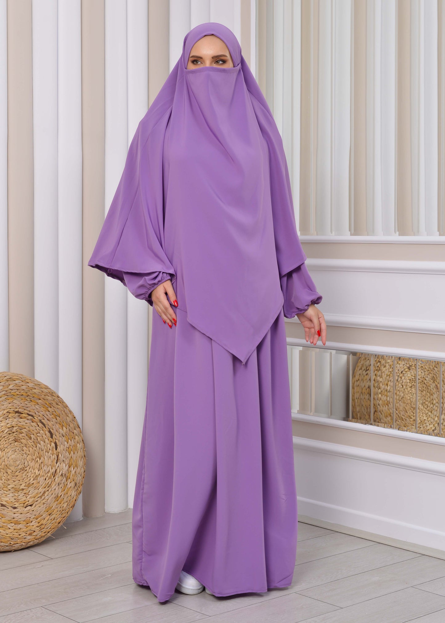 Muslim Hijab Dress set 2 Pieces 829 - Flieder