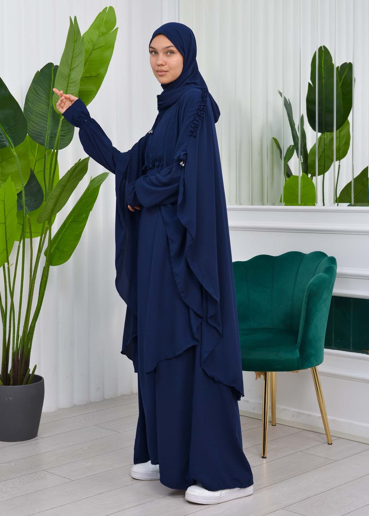 MUSLIM DRESS Hijab Set 2 Pieces Code : 835 - Dunkelblau