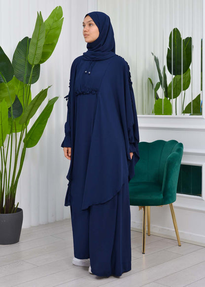 MUSLIM DRESS Hijab Set 2 Pieces Code : 835 - Dunkelblau